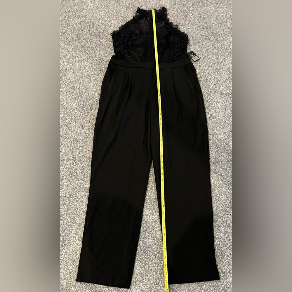 NWT EXPRESS Lace Halter Black Jumpsuit - Picture 9 of 11